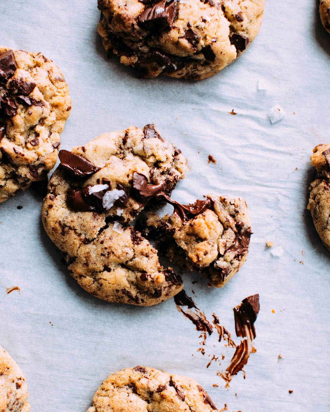 Fresh-baked cookies cooling on a rack